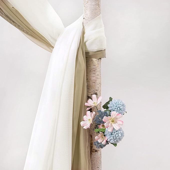 MIULEE Sheer Window Scarf Valance Elegant Topper Long Window Treatment Swag Curtain Drapes for Party Ceremony Canopy Bed, Wedding Arch Draping Fabric One Panel, 37'' x 216'', Ivory