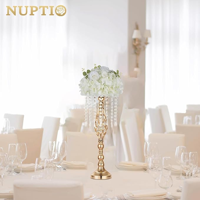 NUPTIO Flower Balls for Centerpieces Wedding: 10 Pcs 11.8 inch Diameter Artificial Flower Ball Arrangement Bouquet Centerpiece for Tables - White Fake Rose Flowers for Wedding Decor