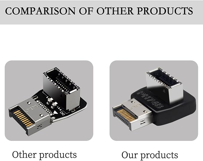 USB 3.2 Type-E 90 Degree Front Panel Socket, Vertical USB C Header Adapter Converter for Computer Motherboard (PH74A)