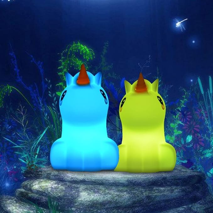 Large Unicorn Night Lights for Kids, 9 Colors silicone Bedside Table Lamps Baby Bedroom Lighting Nursery Children Tap lamp for Toddlers Boys Girls Adults Student Elder Bathroom Outdoor - Large