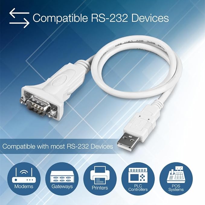 TRENDnet USB to Serial 9-Pin Converter Cable, TU-S9, USB to RS232 Serial Adapter, Supports Windows & Mac, 64cm (25 in.) Cable Length, NDAA Compliant, Plug & Play, White