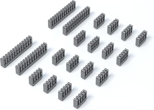 SIRLYR PSU Cable Combs,Pearlescent Paint Computer Wire Organizer,Extension Cables Comb for PC Cable Management 20 Pieces Set = 24 pin x 4, 8 pin x 16 for 3 mm/0.11In up to 3.5 mm/0.13 in Metal Gray