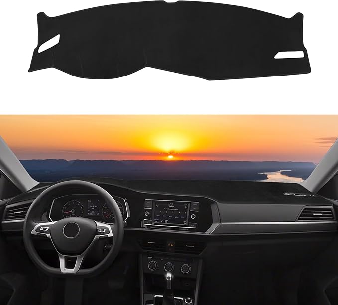 Dashboard Cover Mat Custom Fit for Volkswagen Jetta 2019-2024 2025 Dash Cover Nonslip Dash Mat Protector Sunshade No Glare Black