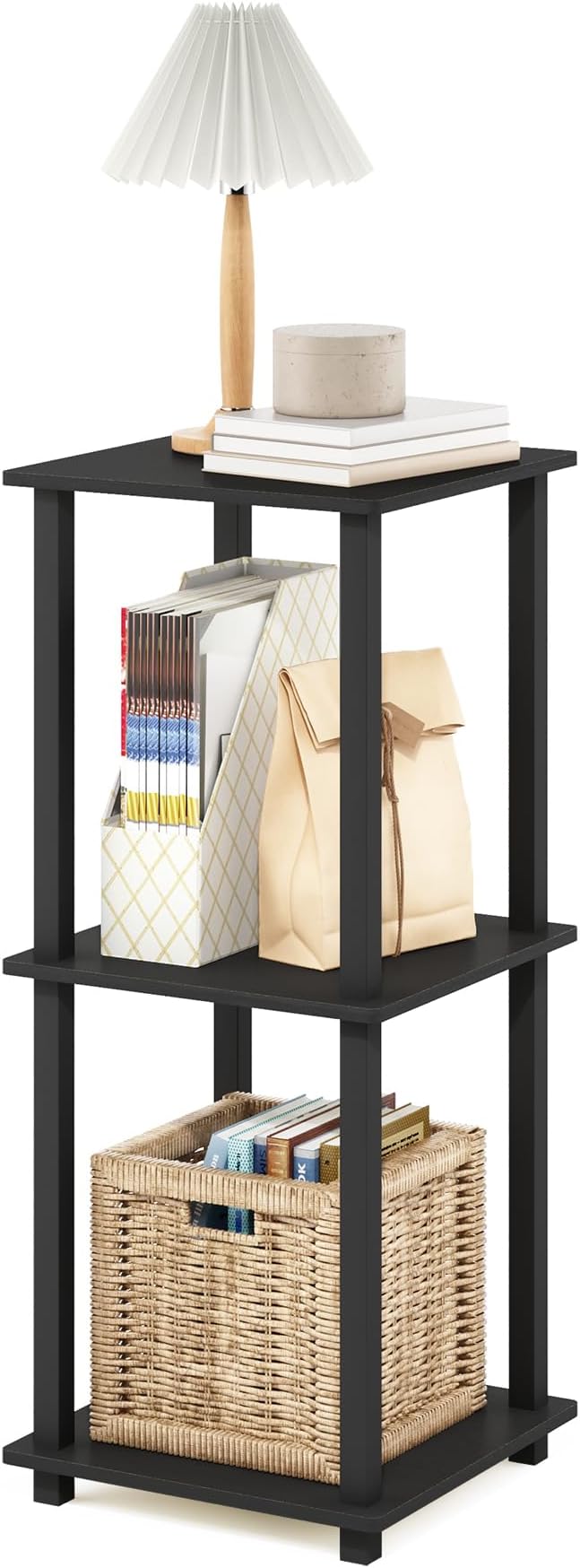 Furinno SIMPLISTIC Side Table Set of 2, 2-Tier End Table, Nightstand, Night Stand, Bedside Table, Easy Assembly, for Living Room, Bedroom, Americano
