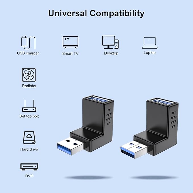USB 3.0 Adapter 90 Degree Male to Female Combo Vertical Up and Down Angle Coupler Connector