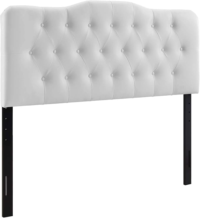 Modway Annabel Tufted Button Faux Leather Upholstered Queen Headboard in White
