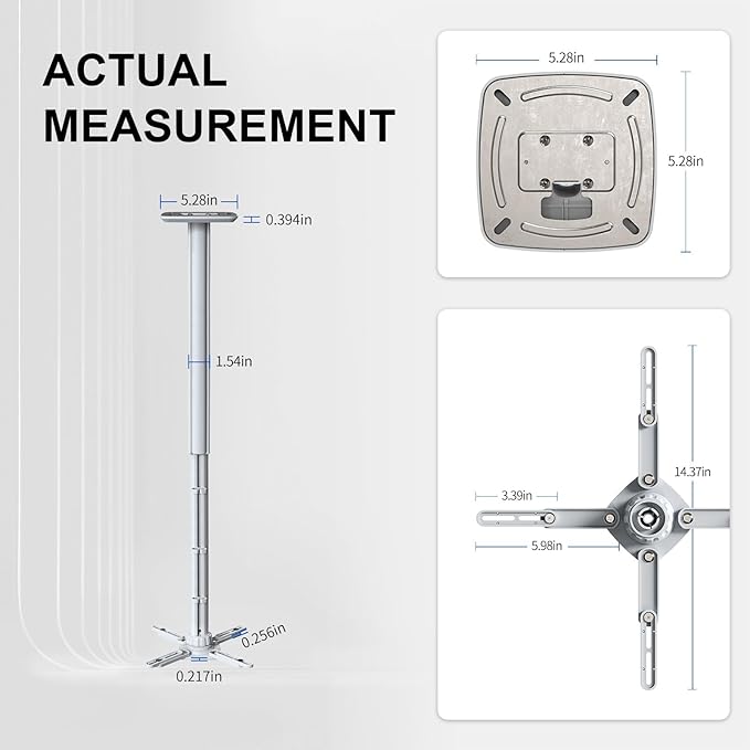 Jomard Projector Ceiling Mount, Heavy Duty Aluminum, Adjustable Height 22"-40.78", 360° Swivel 15° Tilt, Holds 15 Lbs, White