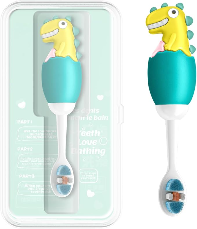 Kids Manual Toothbrush, Extra Soft Bristle With 10000 Bristles for Toddlers, Travel Design for Delicate Teeth & Gums, Children 2-7 Years (Light Green)