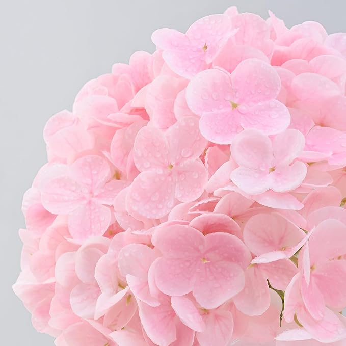 MARTINE MALL 3Pcs 21in Hydrangea Artificial Flowers, Latex Real Touch Hydrangeas Lifelike Large Hydrangea Flowers for Home Decor Party Arrangements Wedding Bouquets Centerpieces (Light Pink)