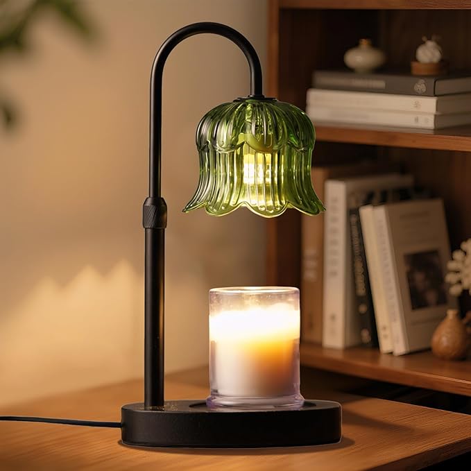 Candle Warmer Lamp with Timer: Heater Lamp for Scented Wax Elegant Home Decor Modern Home Decor Table Lights Green
