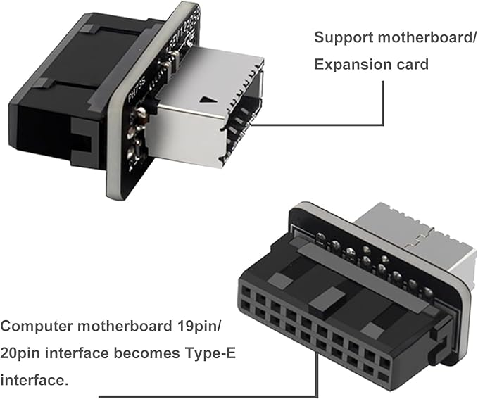 COMeap USB 3.2 Gen 1 to USB 3.2 Gen 2 Header Adapter, USB 3.1 Type-E Key-A to USB 3.0 20 Pin Header Converter for Type C Motherboard (Vertical Type)