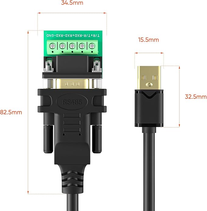 USB to RS422 RS485 Serial Port Converter Adapter Cable with FTDI Chip Supports Windows 11 10 8 7 XP Mac -10 Feet…