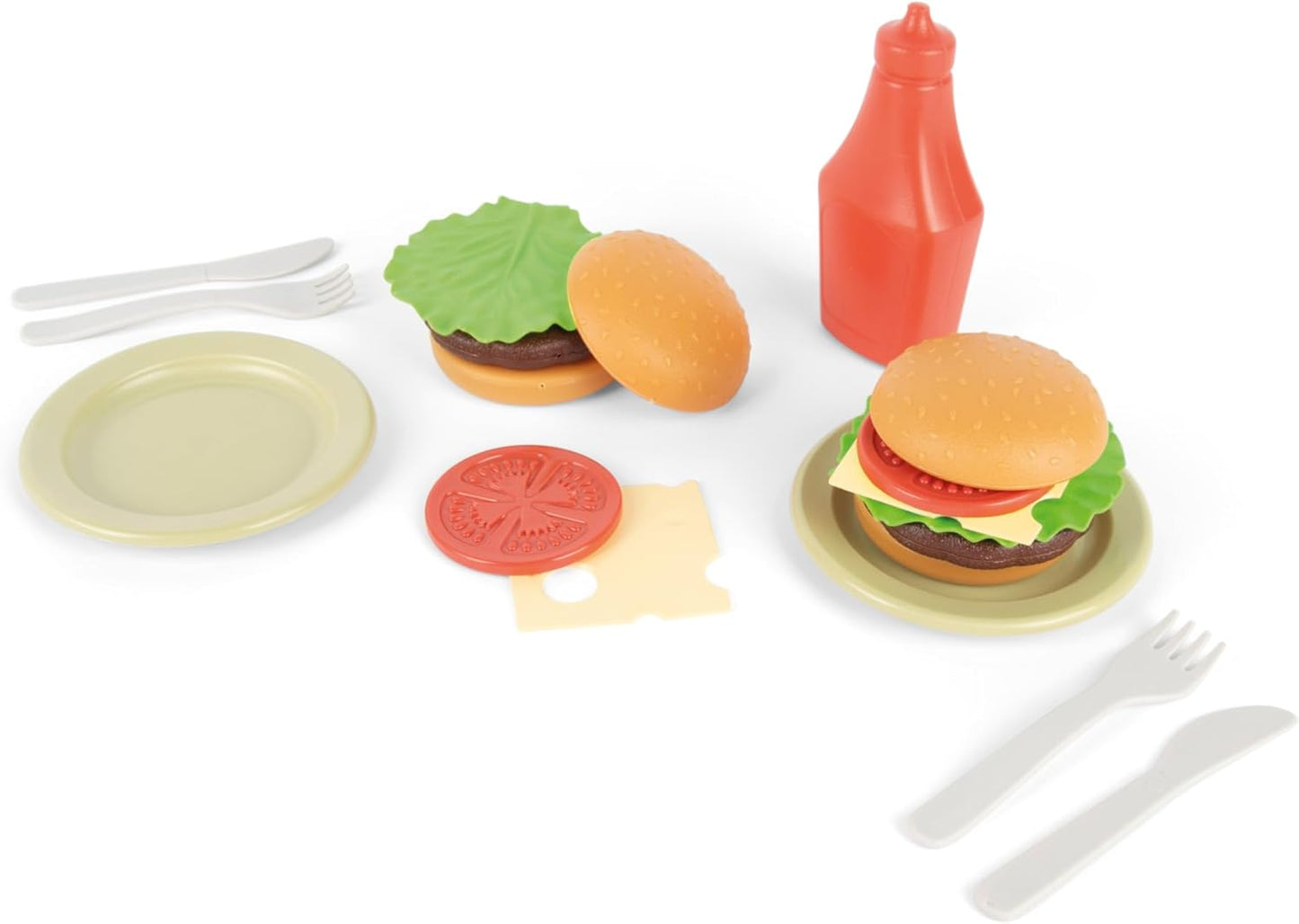 19 Playset, 2+ Dantoy: BIO Burger - Piece Play Food Plates & Utensils, Pretend Cooking, Realistic Kitchen Toys