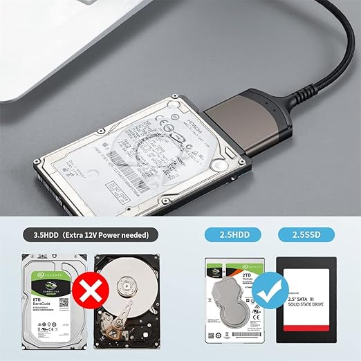 NFHK 5Gbps USB-C Type-C to SATA 22 Pin Adapter Cable for 2.5" Hard Disk Driver SSD Laptop