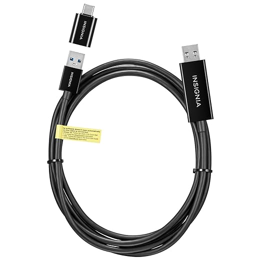 INSIGNIA Charging Cable, 20Gbps High-Speed Charging & Data Sync, Braided Nylon, Compatible with MacBook, Laptop, iPhone, iPad, Android (USB 3.0 to USB Type A/C, 6 ft Black)