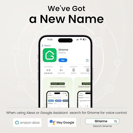 GHome Smart Switches for Lights, WiFi Smart Light Switch Works with Alexa and Google Home, Single-Pole, Neutral Wire Required, 2.4Ghz WiFi Light Switch with APP Control, No Hub Required, UL FCC Listed