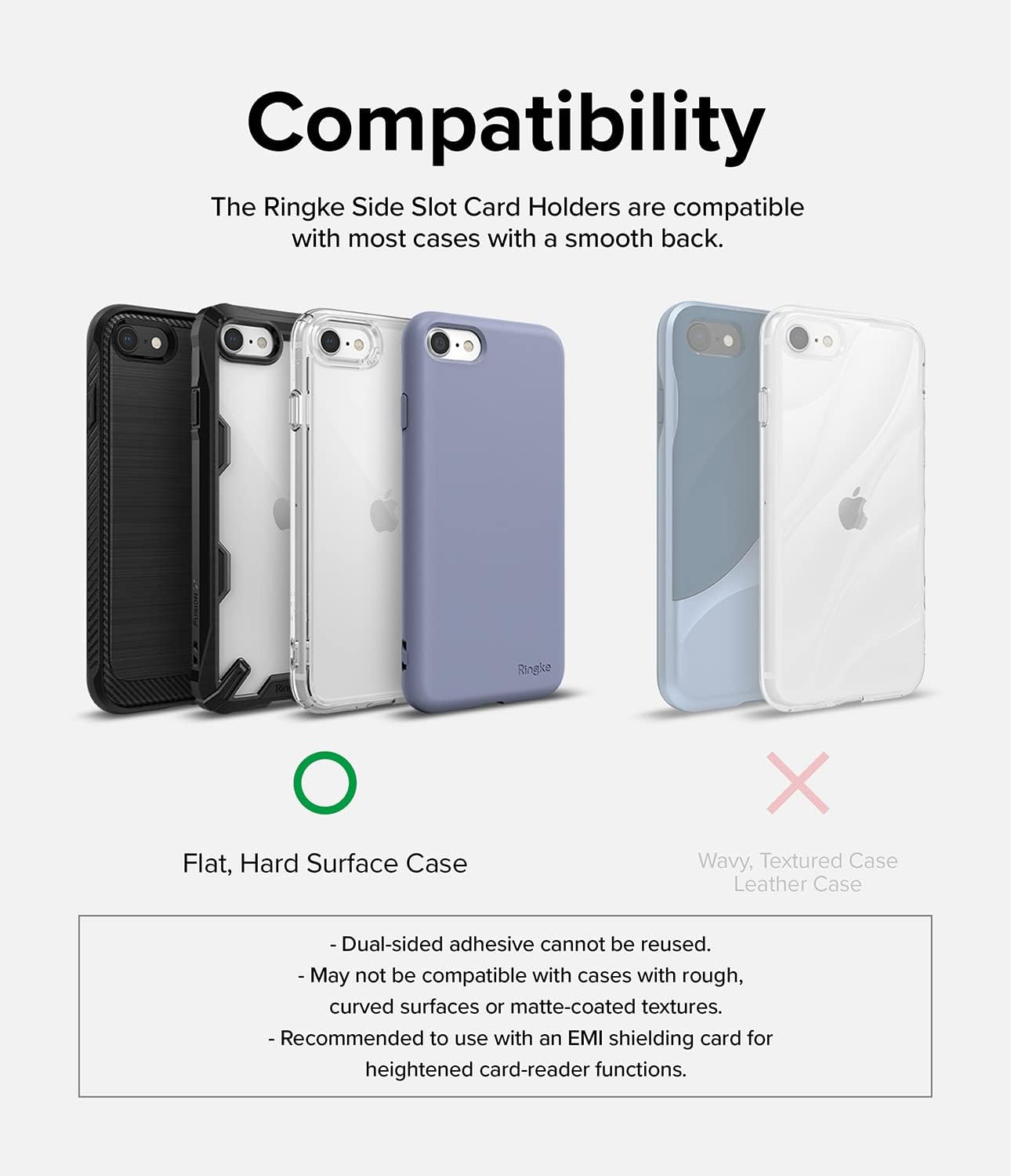 Ringke Side Slot Card Holder for Phone Case, Business Card Holder for iPhone, Galaxy, and Pixel, Clear Mist
