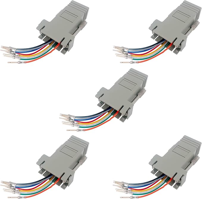 5Pcs DB9 Male to RJ45 Modular Adapter, DB9 to RJ45 Female Jack Ethernet Adapter