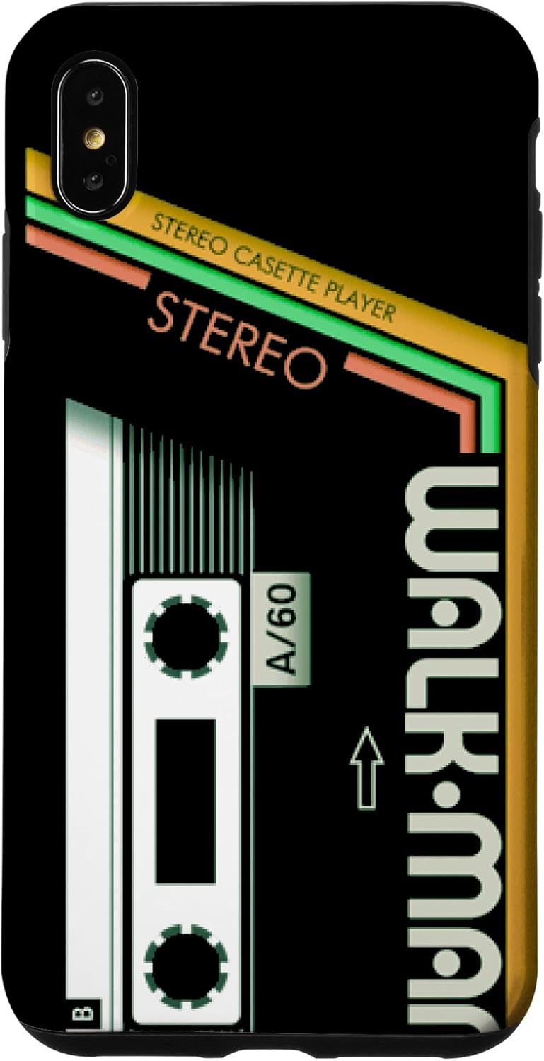 iPhone XS Max Vintage Walkman Retro Music Cassette Case, 80s 90s Style