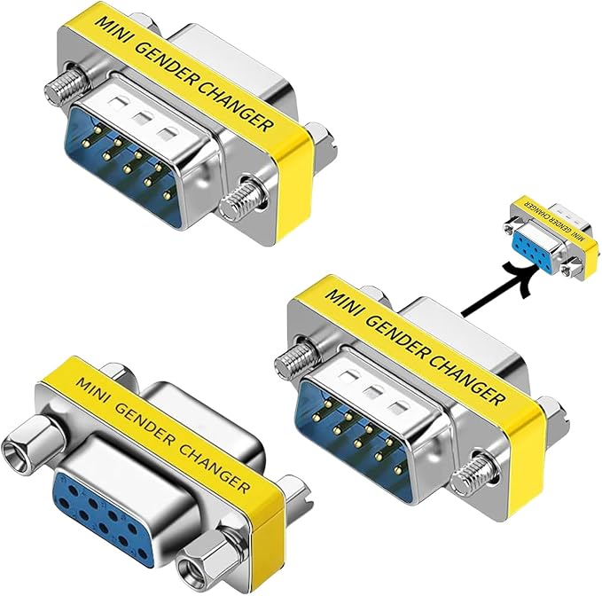 db9 Connector Null Modem Adapter，9-Pin Serial vga Adapter RS232 db9 Gender Changer,for Computer and Industrial Device Data Transfer(F-F, M-F, M-M)