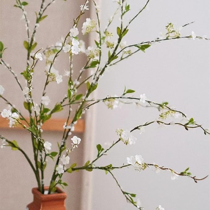 Melorca&Guilla Artificial Plants,4PCS 43.3" Green Snow Wilow Faux Branches for Vase Faux Greenery Stems,Artificial Branches Fake Plants for Shop Garden Office Home Décor