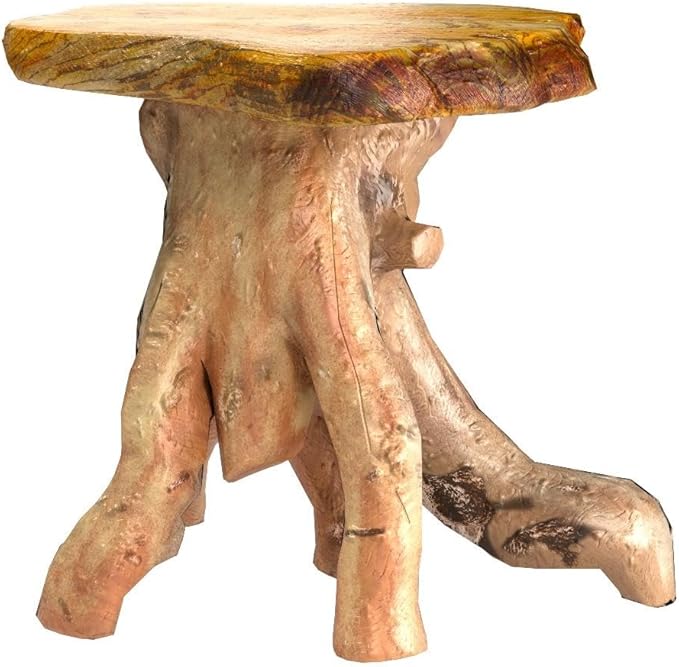 WELLAND Natural Tree Stump Stool, 19'' Tall Side Table, Live Edge Stool, Natural Edge End Table, Accent Table, Plant Stand for Living Room, Bedroom,