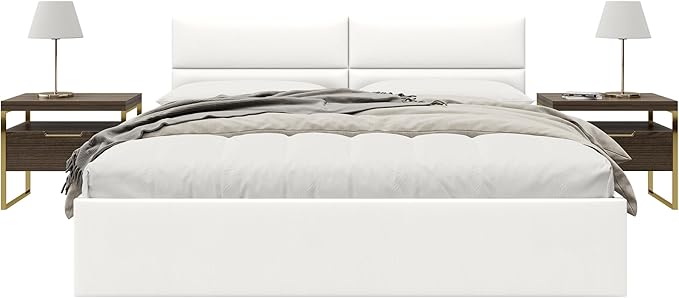Vänt Upholstered Wall Panels - King/Cal King Size Wall Mounted Headboards - Vintage Leather White Dove - Twin/King - Set of 4 Panels (Each Individual Panel 39"x11.5")