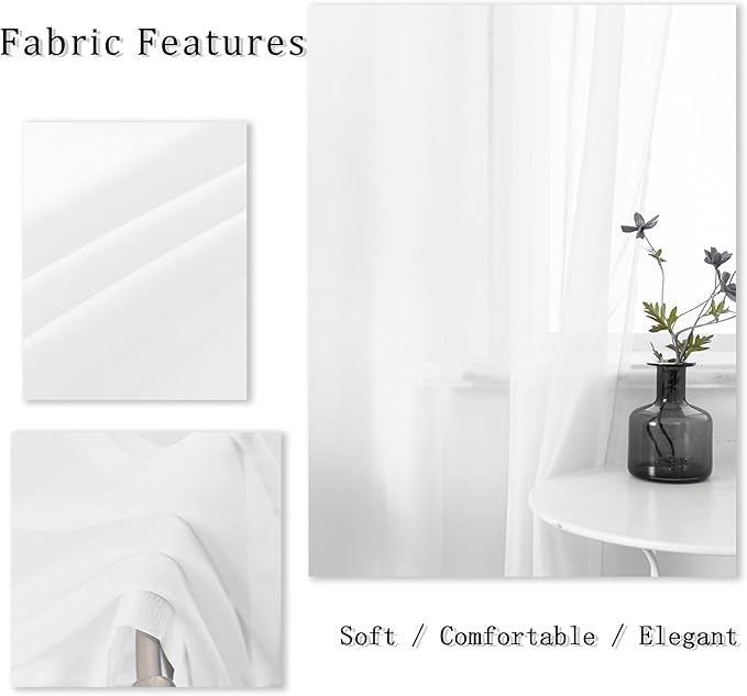 DUALIFE White Sheer Curtains 63 Inch Length for Bedroom 2 Panels Set Grommet Top Window Voile Drapes Semi Sheer Vertical Curtains for Living Room Kids Room Nursery 52x63 Inches Long