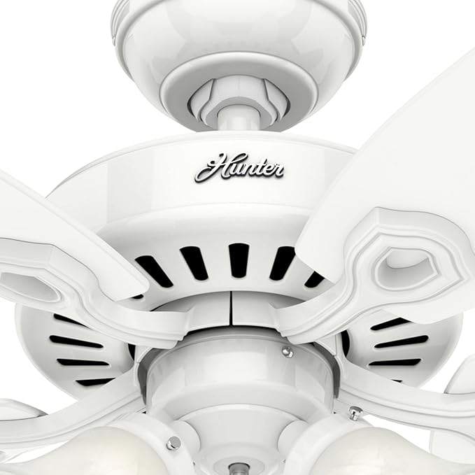 Hunter Fan Company 53236 Hunter Builder Plus Indoor Ceiling Fan with Lights and Remote Control, 52", Snow White Finish