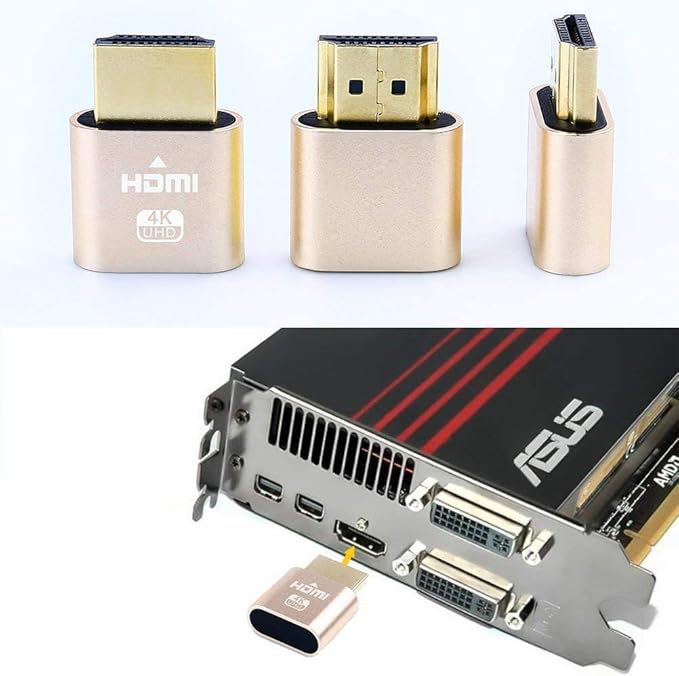 DTech HDMI Dummy Plug 4K Display Emulator Compatible with Windows Mac OSX Linux (fit-Headless, 3 Pack)