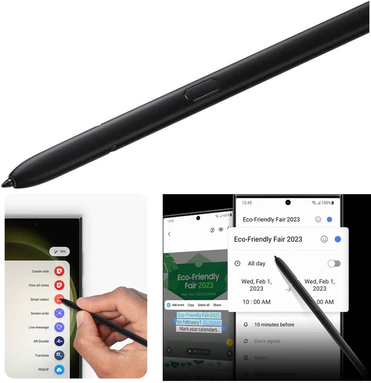 S23 Ultra S Pen with Bluetooth, 0.7mm Pen Tips, 4096 Pressure Sensor, Compatible with Galaxy S23 Ultra 5G