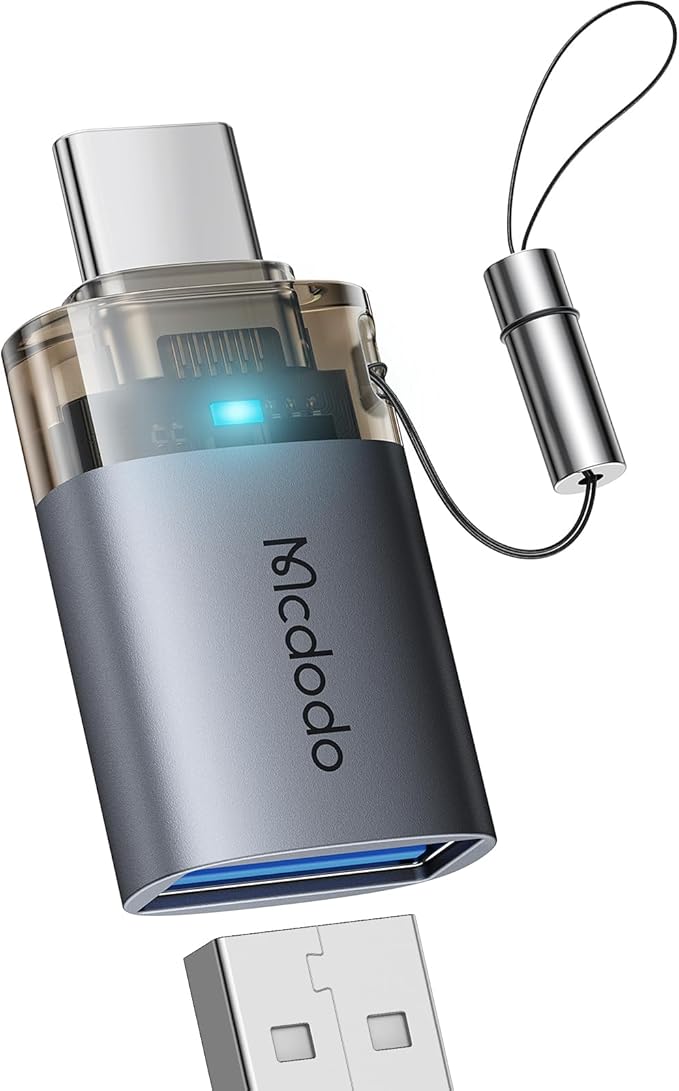 mcdodo USB to USB C Adapter with Lanyard, USB-C Male to USB 3.0 Female OTG Adapter Fit iPhone 16 15 MacBook Pro/Air,iPad,Microsoft Surface,Galaxy S25 S24 and More Type C Devices