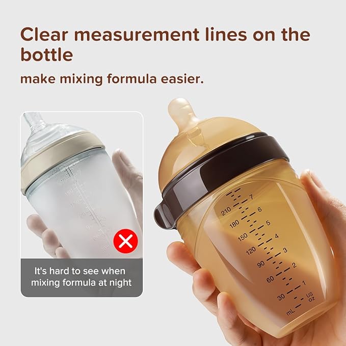 Silicone Natural Breast-Like Bottle with Nipple(3-7 Months),8oz，1pack