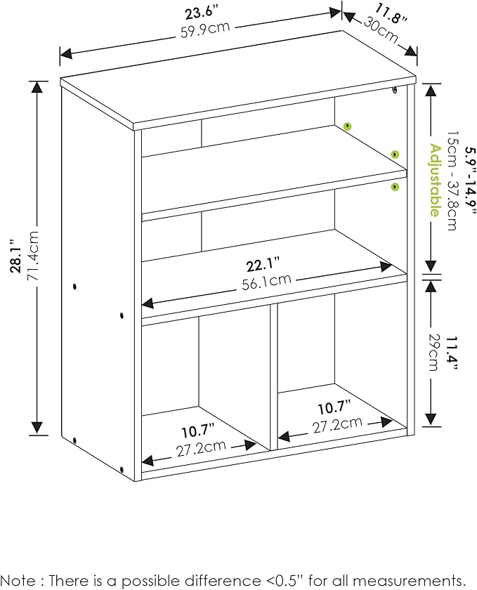 Furinno Pasir 3 Tier Display Bookcase, Black Oak