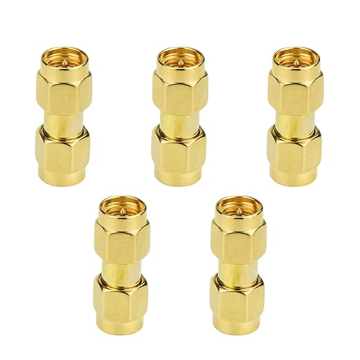 SMA 5 Pack SMA Male to Male Adapter Coupler Coaxial Connector for Antenna, Radio, WiFi