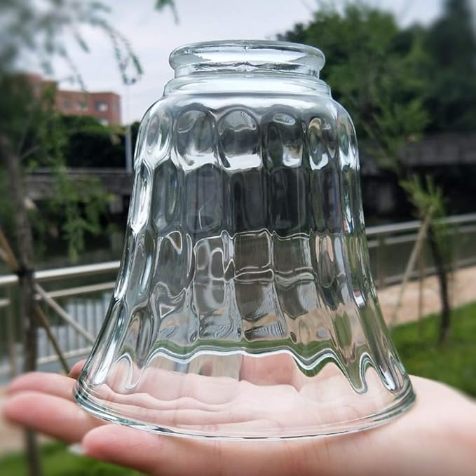 Ceiling Fan Light Covers, Clear Hammered Style Bell Glass Shade, Lighting Replacement Glass Shade Standard 2-1/8" Fitter Size, Perfect Ceiling Fan Globes Replacement Glass Accessories, Pack of 4