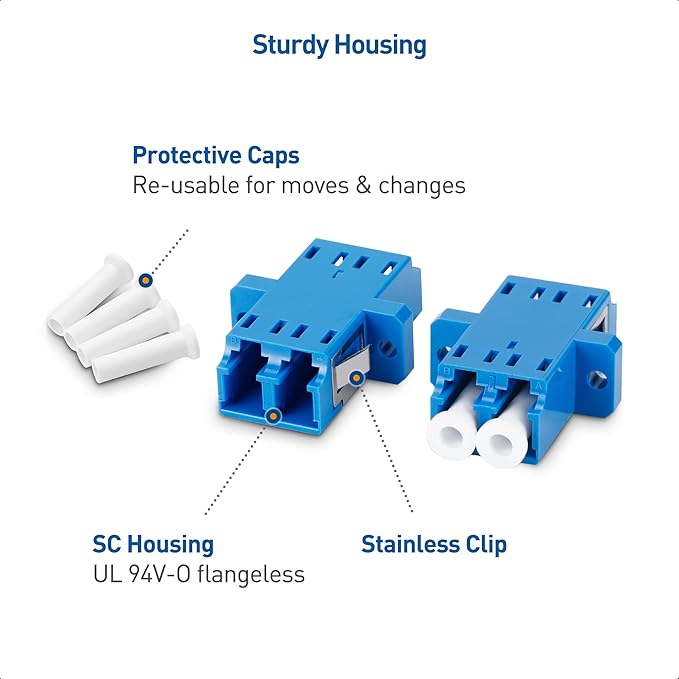 Cable Matters 6-Pack, LC to LC UPC Duplex OS2 Single Mode Fiber Optic Adapter, OS2 LCLC Fiber Coupler