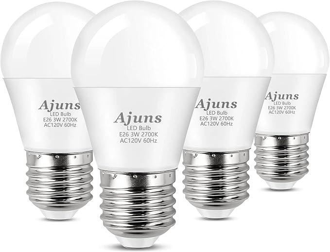 LED 3W 25 Watt Light Bulbs Equivalent, 120V Ceiling Fan Light Table Lamp Bulb Warm White 2700K LED Energy Saving Light E26 Base, Suitable for Home 4 Pack