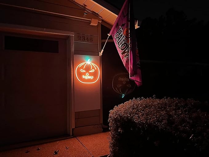 Lamomo LED Neon Lights, 16.4ft Orange Halloween Decorations 0.39In/Cut Rope Light, 12V Flexible Waterproof Silicone Neon Lighting for Indoor Outdoor Decor（Power Adapter not Included