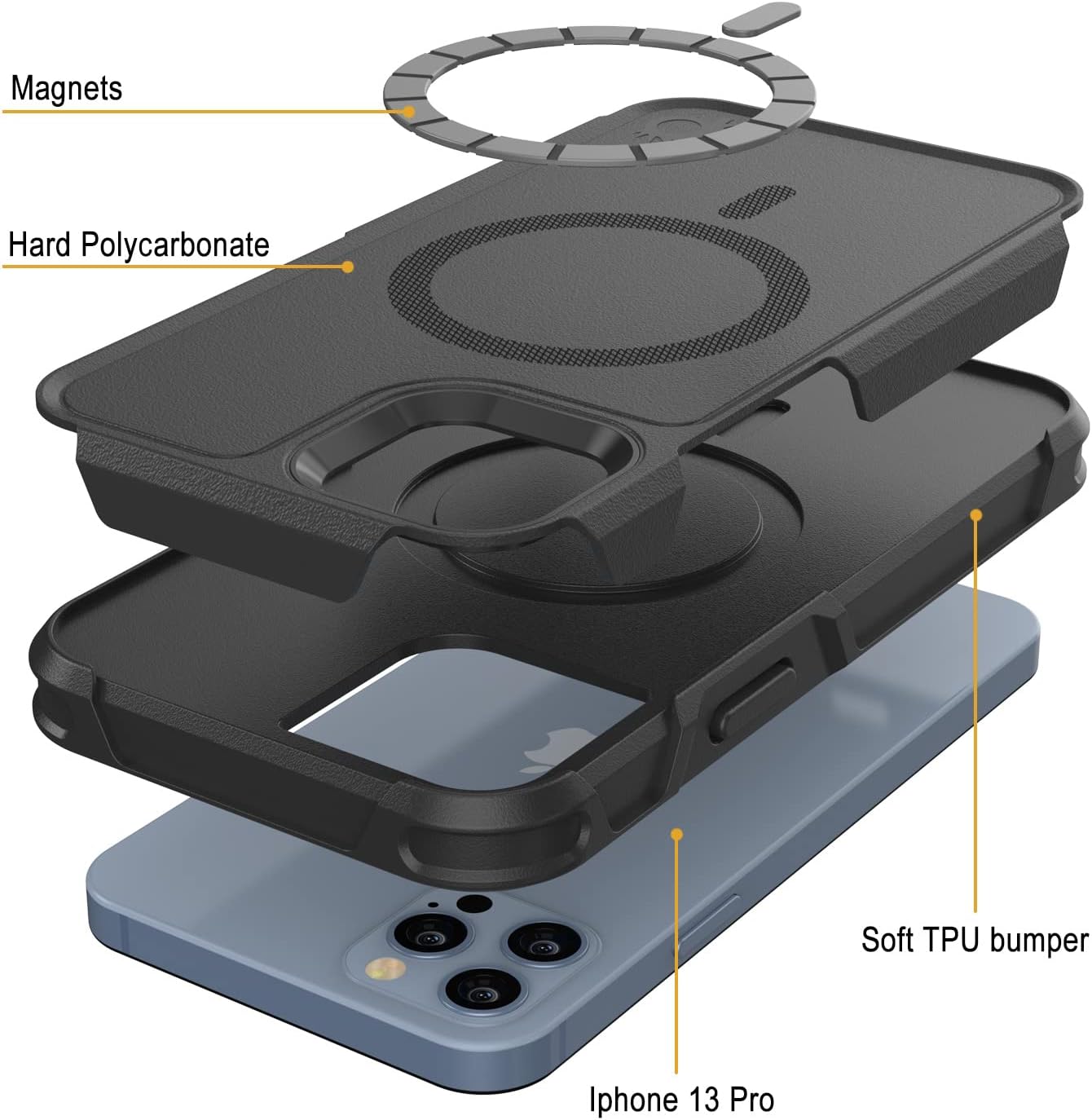 PunkCase for iPhone 13 Pro Case [Spartan 2.0], Clear Rugged Heavy Duty Cover with Tempered Glass Protector