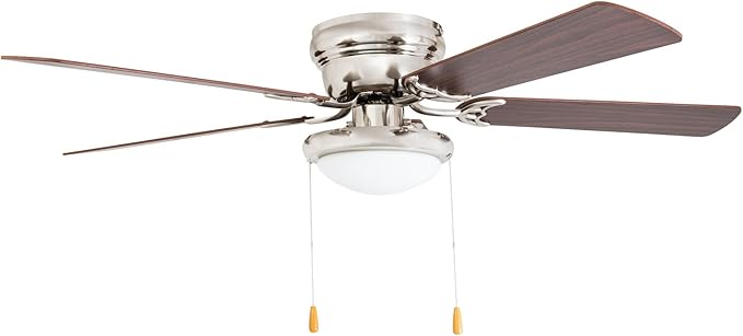 Portage Bay 50252 Hugger 52" Brushed Nickel West Hill Ceiling Fan with Bowl Light Kit