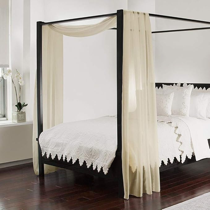 NICETOWN Decorative Long Scarf Valance for Window - Wedding Scarf Valance, Voile Curtain Bed Canopy for Living Room, Bedroom, Ceremony (1 Panel, W60 x L216, Yellow Beige)