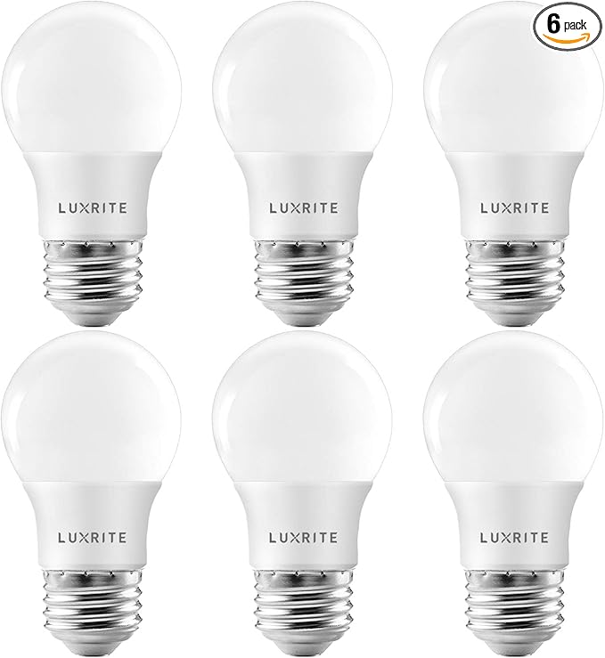 LUXRITE A15 LED Bulb 40W Equivalent, 7W, 4000K (Cool White), 600 Lumens, Enclosed Fixture Rated, Dimmable Ceiling Fan Light Bulbs, E26 Medium Base, UL Listed - Indoor and Outdoor (6 Pack)
