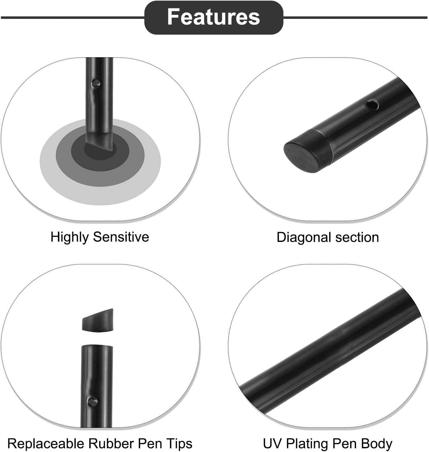 MECCANIXITY 3pcs 2 in 1 Touch Screen Pen, Resistive Stylus Pen with Resistance Capacitive Tips, Universal, Black