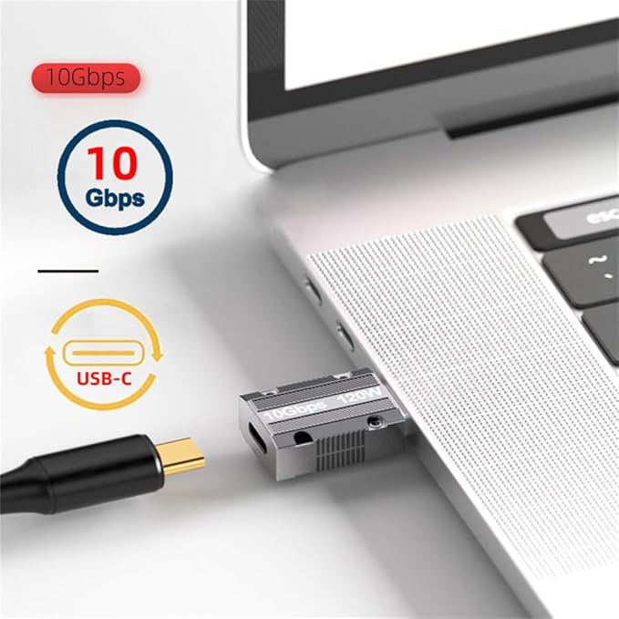 NFHK USB-C USB 3.1 Type C Female to USB 3.0 A Male 10Gbps Data 120W Power Adapter Alloy Shell for Laptop Tablet Mobile Phone