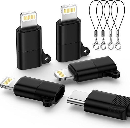 3 Pack USB C to Lightening Adapter, Male to USB Type C Female Cable Adapter Connecter, Fast Charging Data Sync Converter, Not for Audio/OTG (Black)