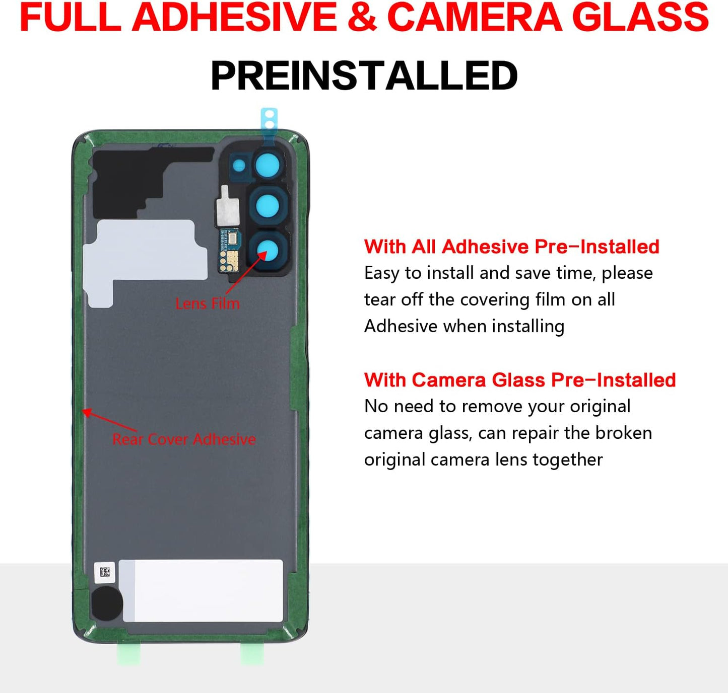 Samsung Galaxy S20 Back Glass Cover Replacement, 6.2-Inches, Cosmic Black, Installation Manual