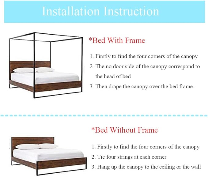 Canopy Bed Curtains Queen - 4 Corner Canopy for Beds, Bed Canopy for Girls Adults, Bedroom Decor (Full Size, Purple)
