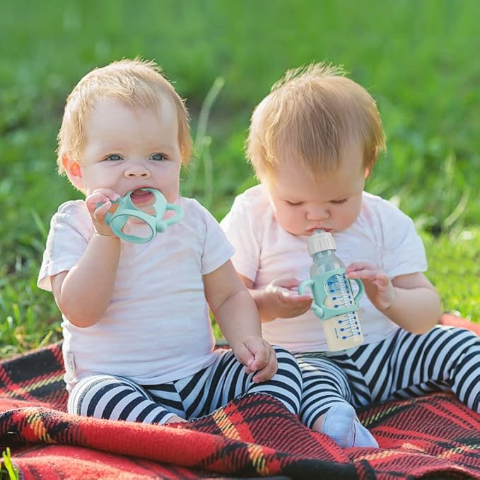 Silicone Baby Bottle Handles, 3PCS Bottle Handles, Baby Bottle Handles has Easy Grip Handles, Bottle Handles for 2.25" Diameter Baby Bottles and Straw Bottles(Pink/Orange/Blue)