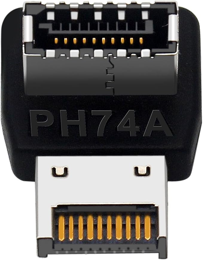 USB 3.2 Type-E 90 Degree Front Panel Socket, Vertical USB C Header Adapter Converter for Computer Motherboard (PH74A)